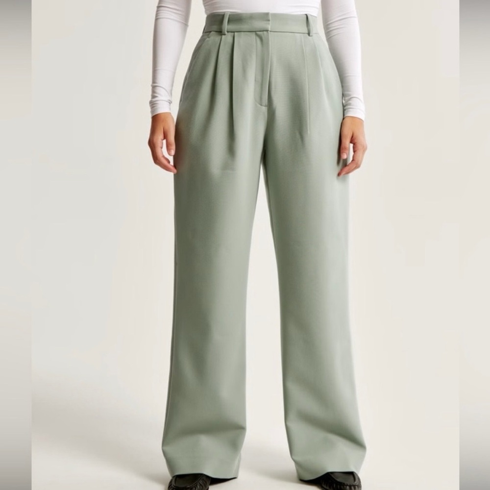 Abercrombie & Fitch Sage Green Wide-Leg Pants